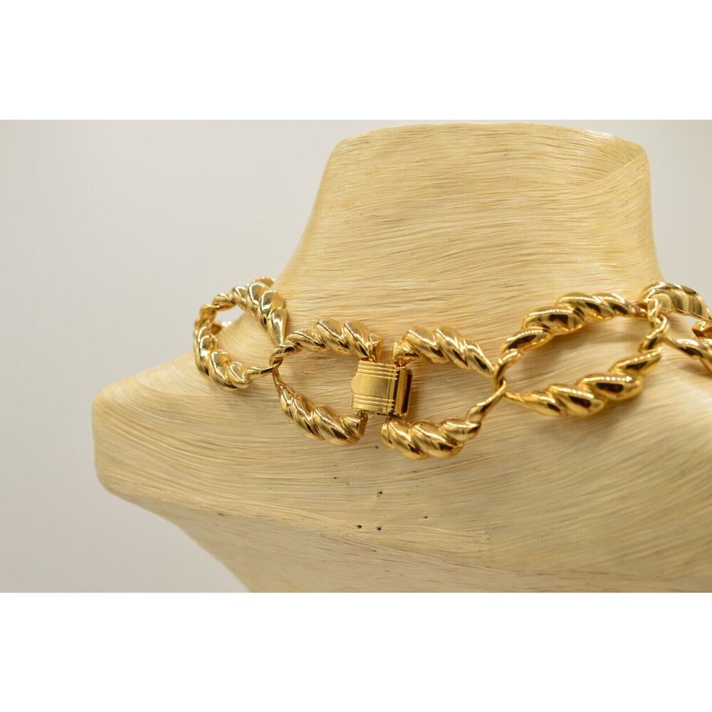 Vintage Chunky Chain Collar Necklace Gold Tone He… - image 8